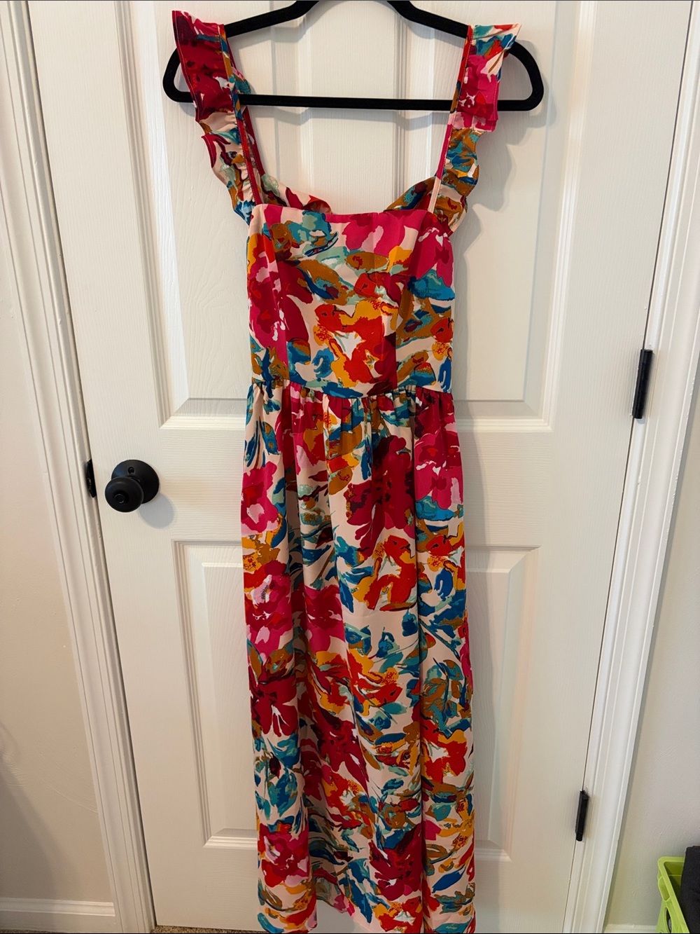 CUPSHE Bright Floral Ruffle-Strap Maxi Dress